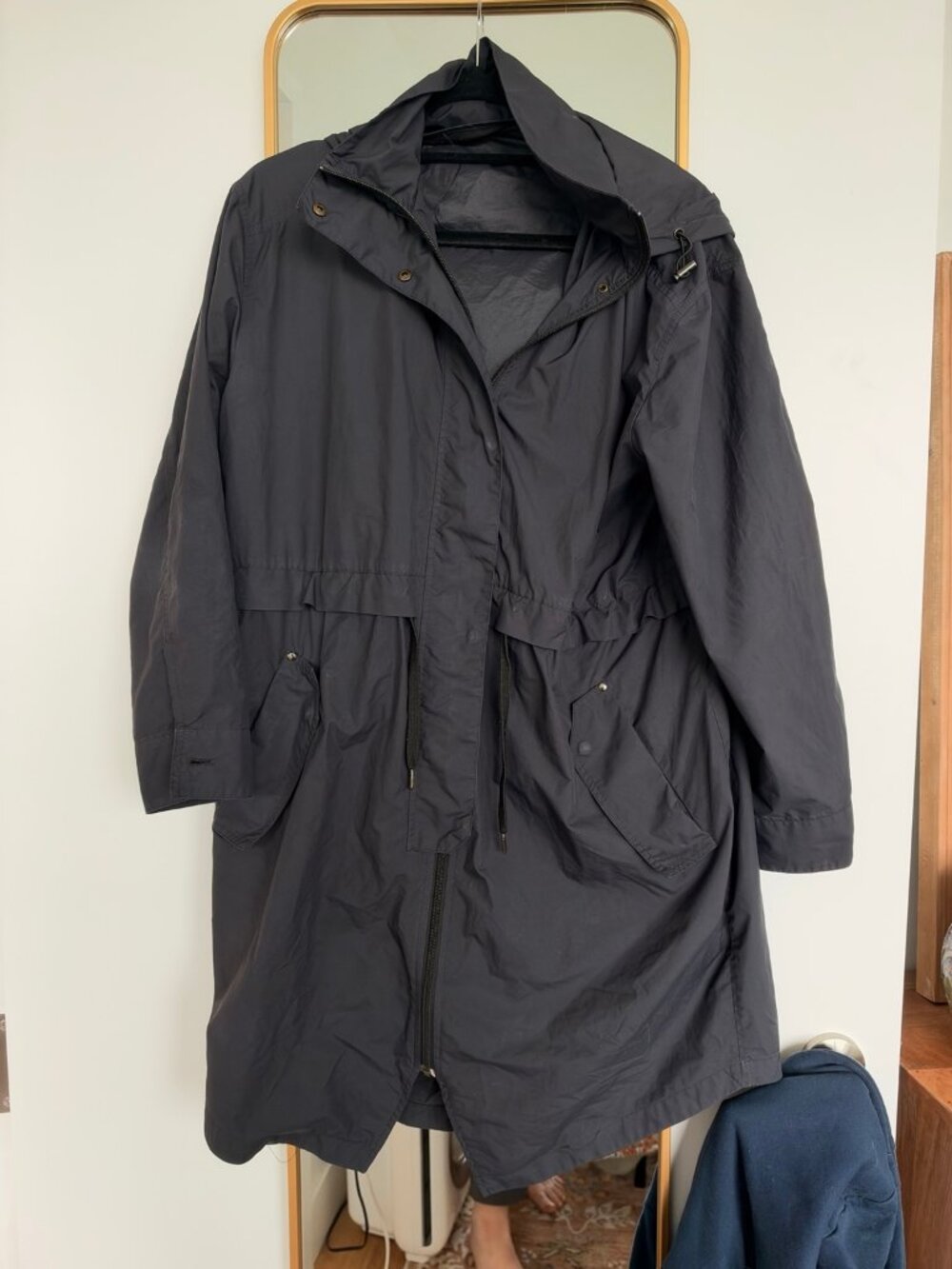 Everlane Black Hooded Anorak Coat Medium M Flawed